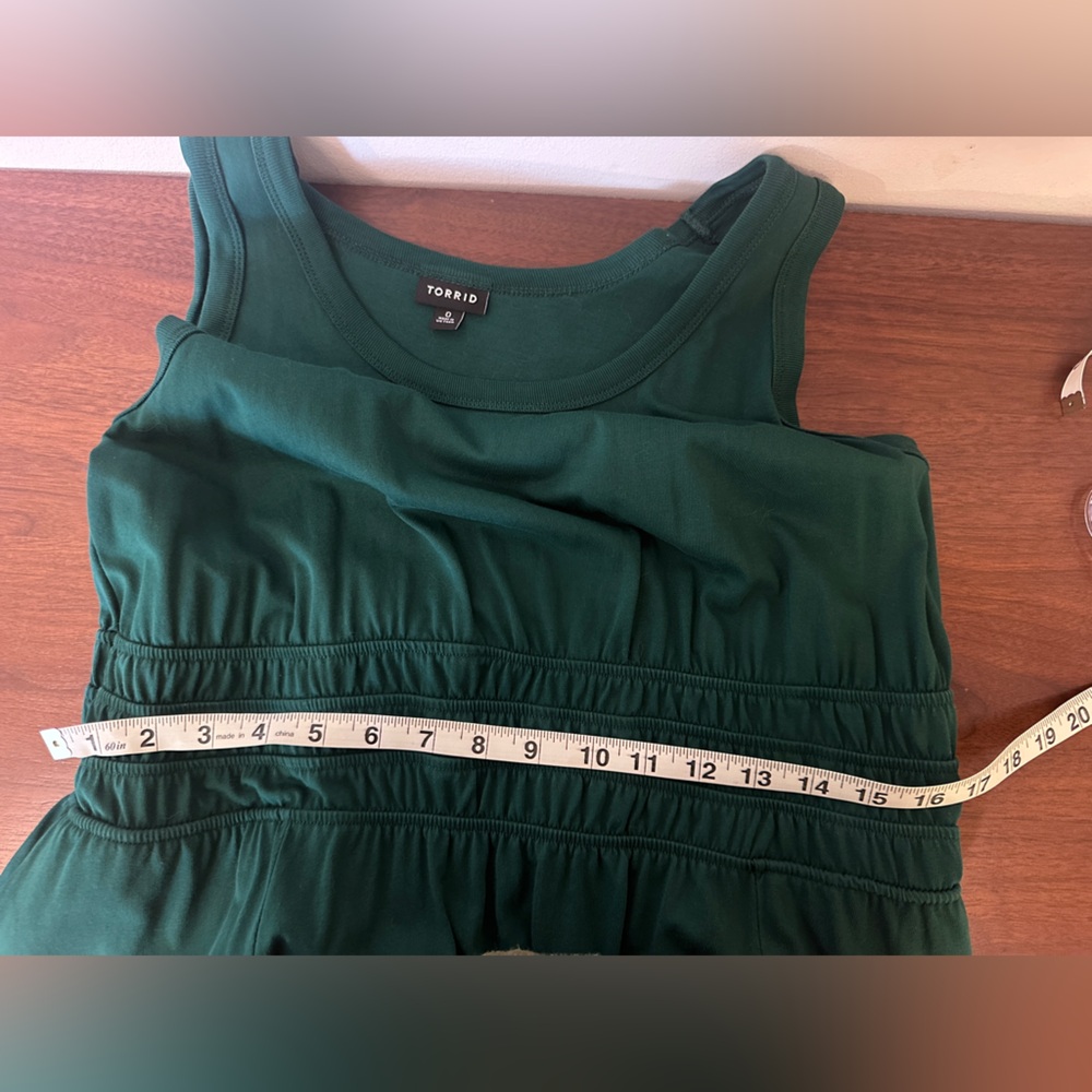 Torrid 0x sleeveless botanical garden Emerald Green Midi Dress cotton! Pockets! - Picture 7 of 8
